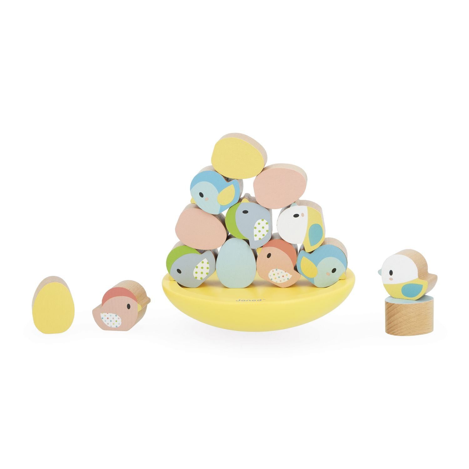 Spiel Balancier-Nest aus Holz mit Vögeln & Eiern – Geschicklichkeitsspiel ab
