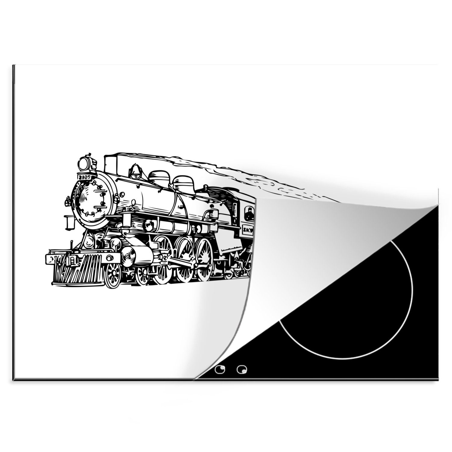 MuchoWow Herdblende-/Abdeckplatte Alter historischer Güterzug, Vinyl, (1 tlg), 70x52 cm, Mobile Arbeitsfläche nutzbar, Ceranfeldabdeckung