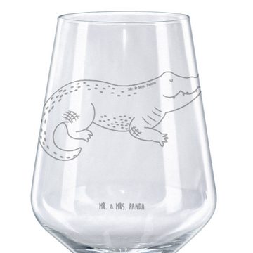 Mr. & Mrs. Panda Rotweinglas Krokodil - Transparent - Geschenk, Rotweinglas, Meerestiere, Rotwein, Premium Glas, Spülmaschinenfest