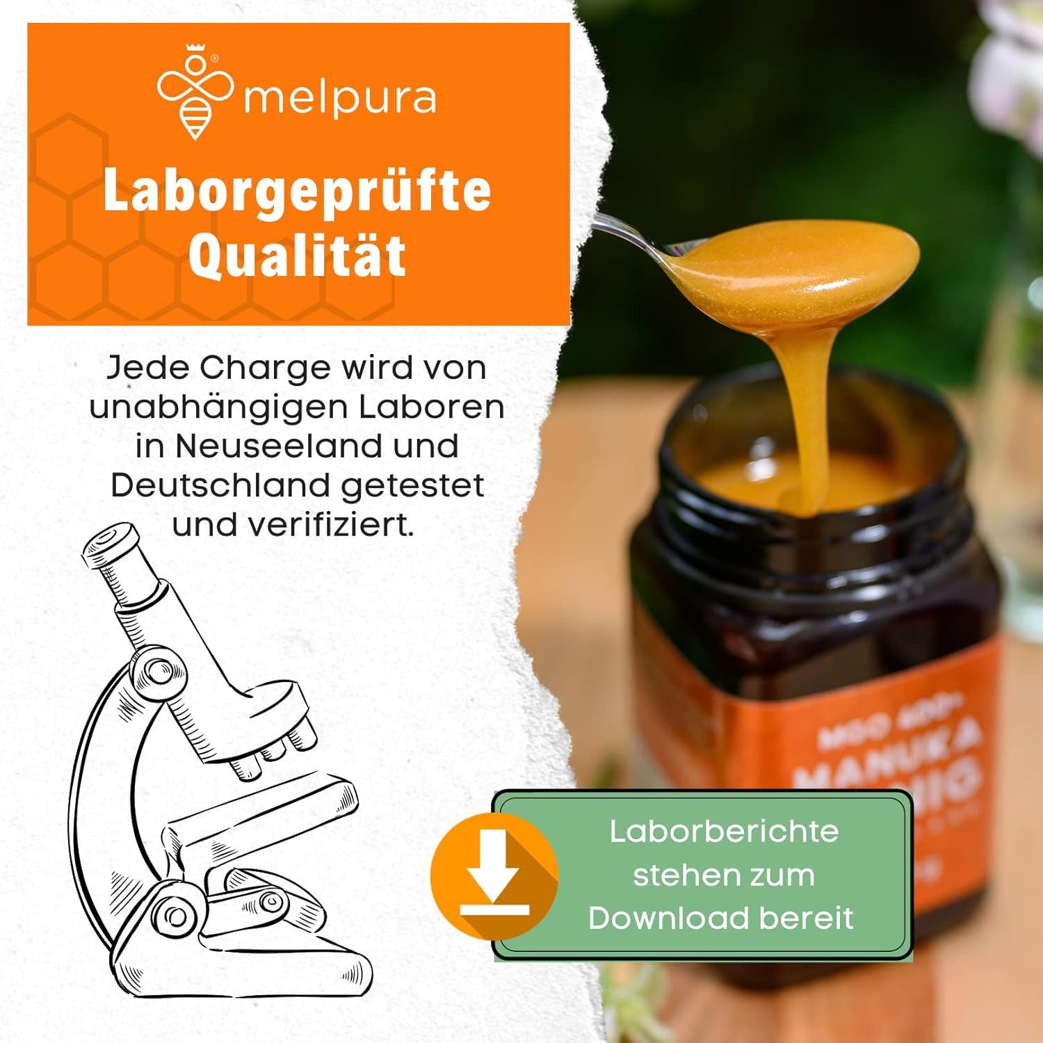 MELPURA Honig Manuka-Honig MGO 400+ 500g aus Neuseeland, 500 g, 1 St.