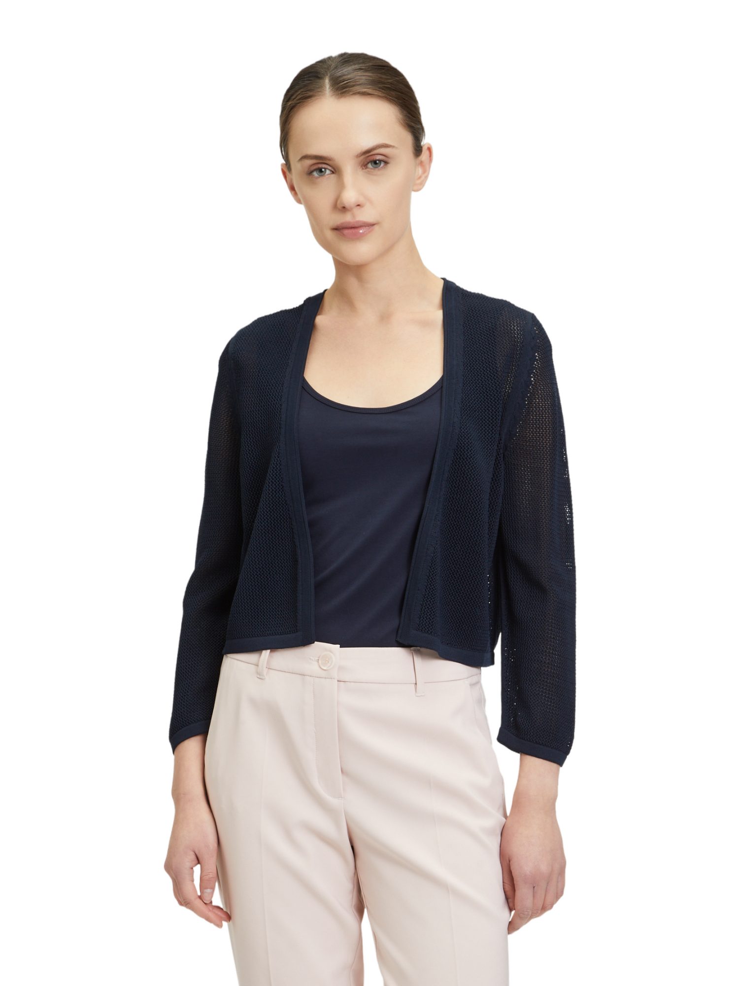 Betty Barclay Wolljacke blau,Elegant,Viskose,Unifarben,V-Ausschnitt,3/4 Arm,Gerade