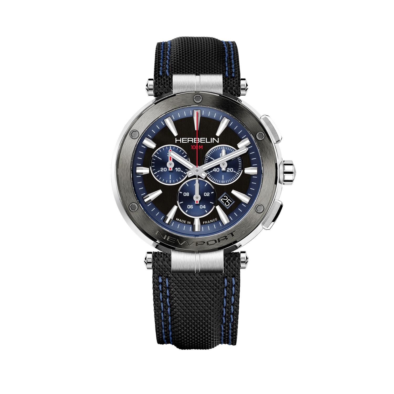 Michel Herbelin Quarzuhr Michel Herbelin Herrenarmbanduhr Newport Chrono Edelstahl 37688AG65, (1-tlg)
