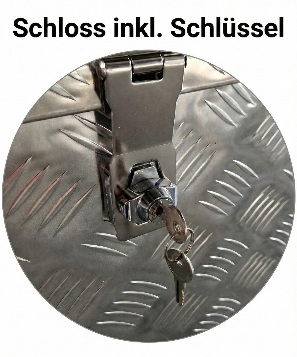 Systafex® Anhänger-Deichselbox Aluminium Deichselbox 98,5cm abschließbar mit Schloss und Griffe, Gummierte Griffe, Edelstahl Scharniere