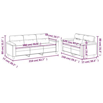 vidaXL Sofa 2-tlg. Sofagarnitur mit Kissen Hellgrau Mikrofasergewebe