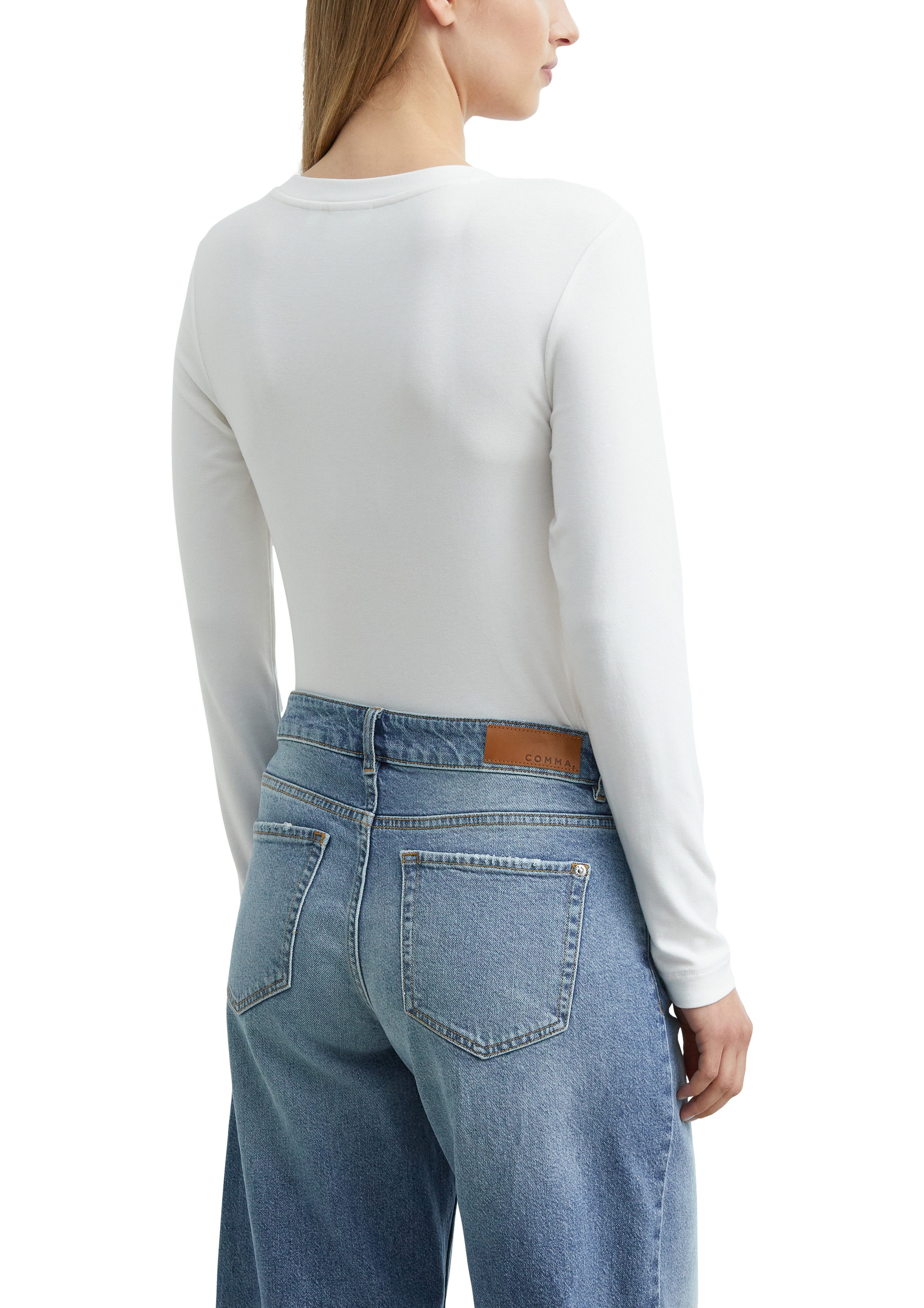 comma Langarmshirt mit tiefem Rundhals / Viskose-Stretch – Bild 2 von 4