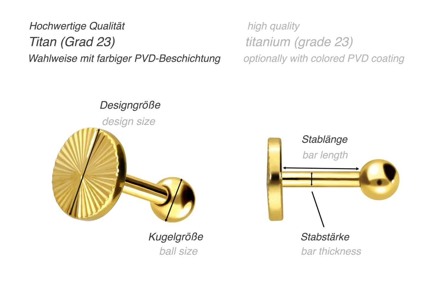 PIERCINGLINE Single-Ohrstecker Titan Ohrpiercing STRUKTUR (Mini-Barbells günstig online kaufen