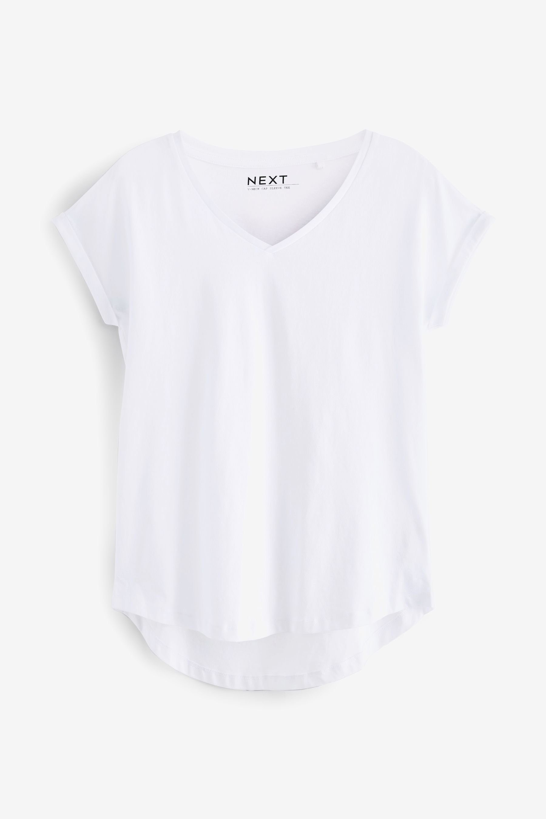T-Shirt mit White V-Ausschnitt Flügelärmel (1-tlg) T-Shirt Next