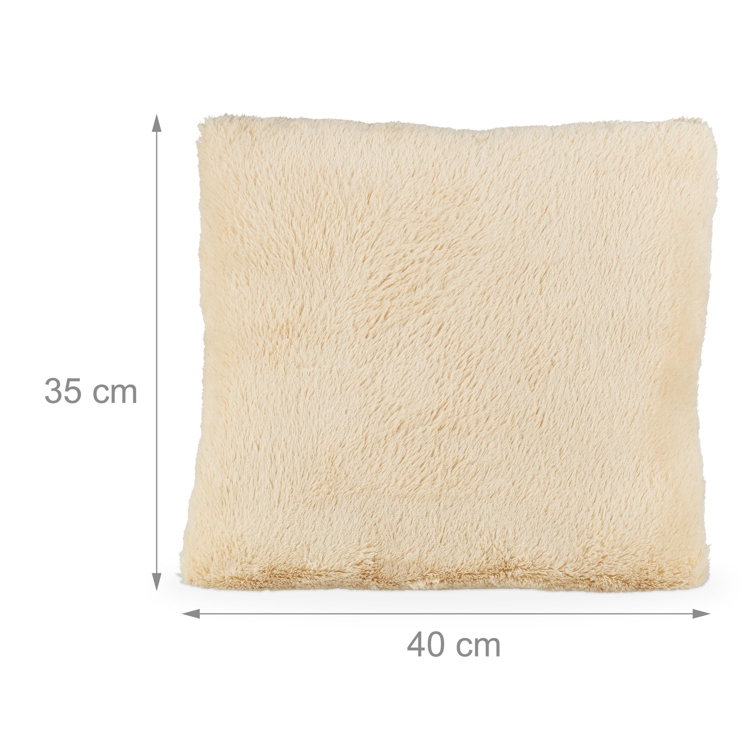 relaxdays Dekokissen Flauschige Kissen, Creme – Bild 4 von 5