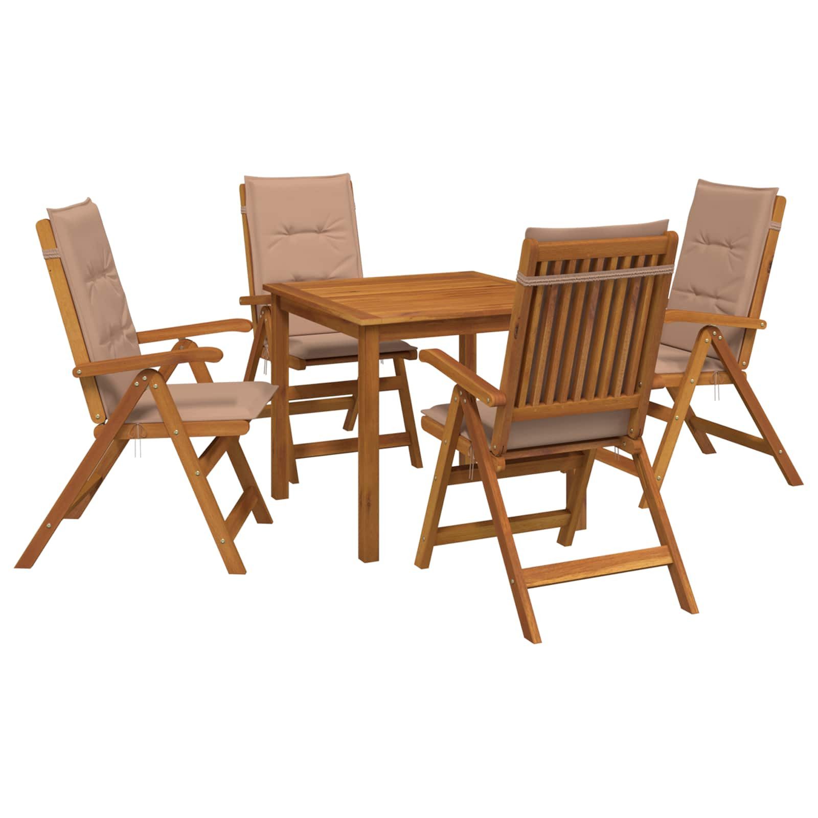 vidaXL Gartenlounge-Set 5-teiliges Garten-Esszimmer-Set Natur Massivholz