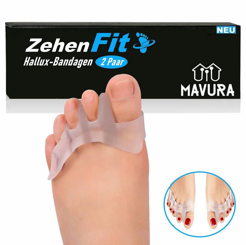 MAVURA Hallux-Bandage ZehenFit Zehenspreizer Zehentrenner Silikon Hallux  Valgus, Zehen Trenner Spreizer, Korrektur Zehenbandage Zehenkorrektur [2  Paar]