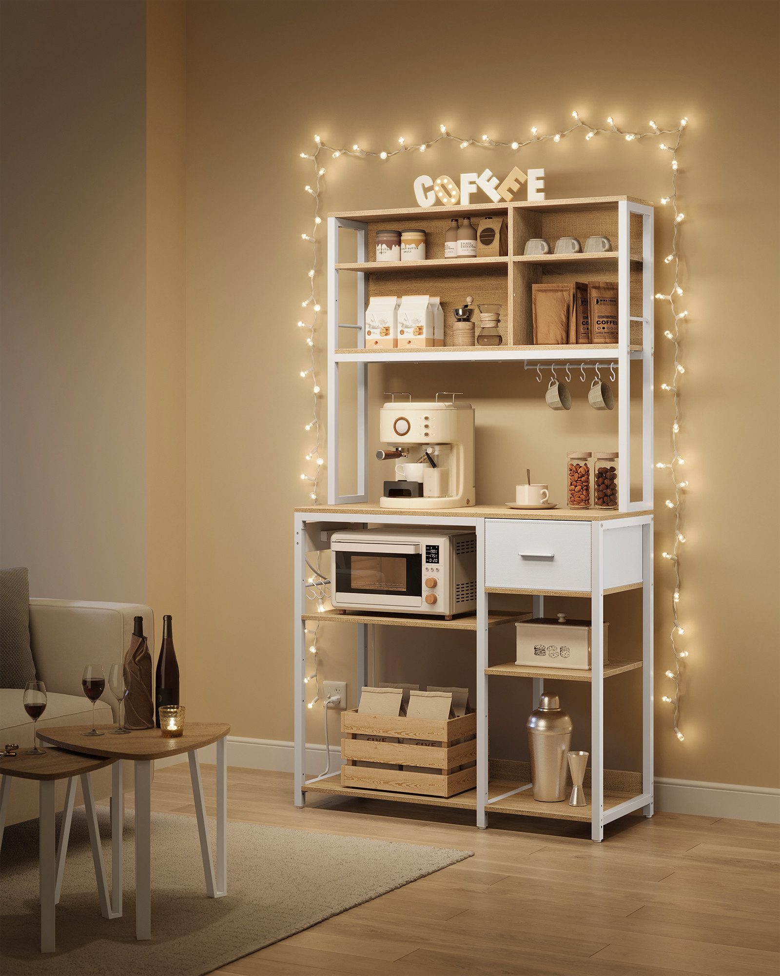 VASAGLE Standregal, Küchenregal mit Steckdosen, verstellbaren Ablagen günstig online kaufen