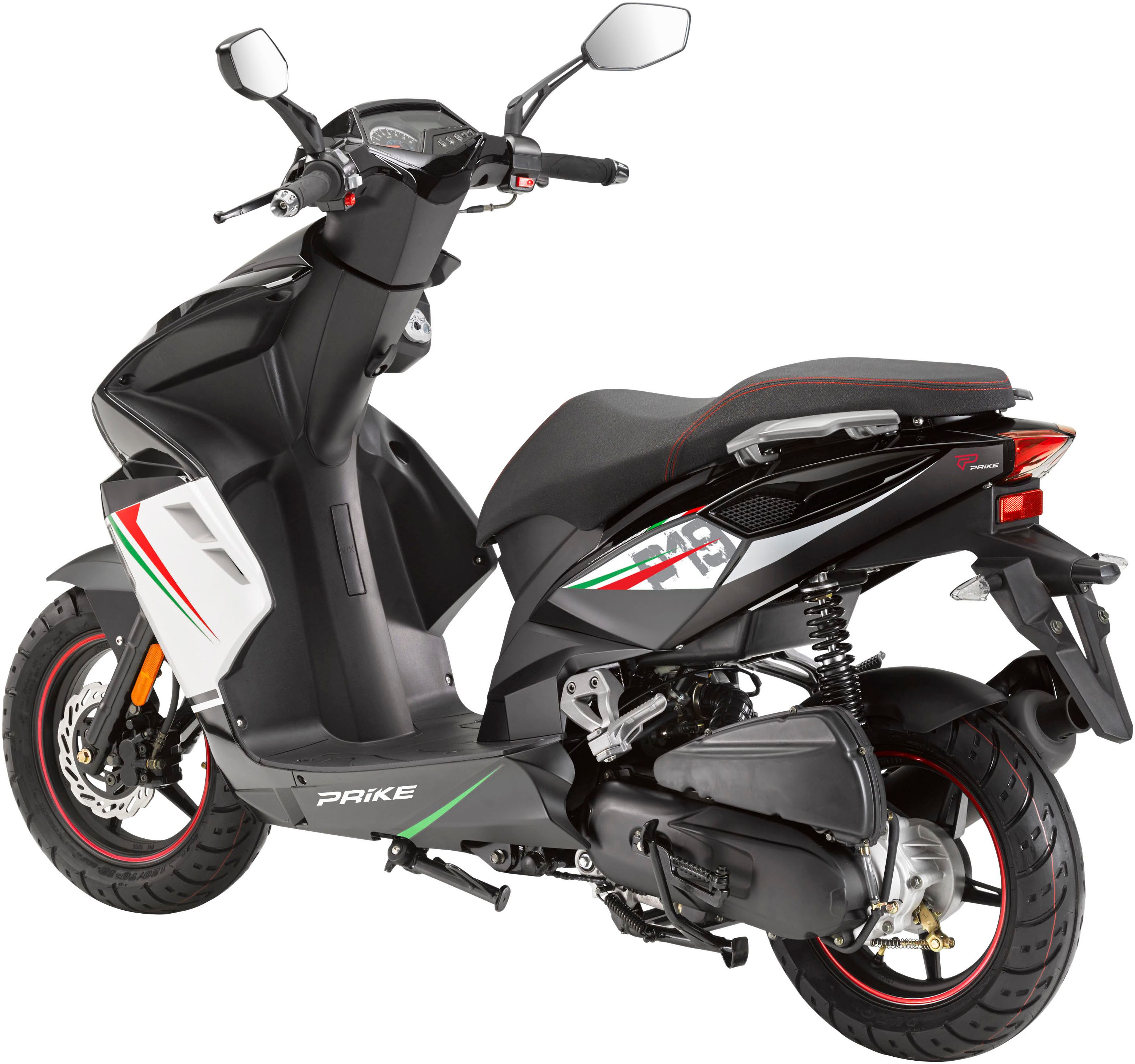 PRIKE Motorroller PRIKE P19 50 Sport, E5 (45km/h), 50 ccm, 45 km/h, Euro 5, Kraftstoffeinspritzung (EFI), 12" Bereifung, LED Beleuchtung, 3,1 PS