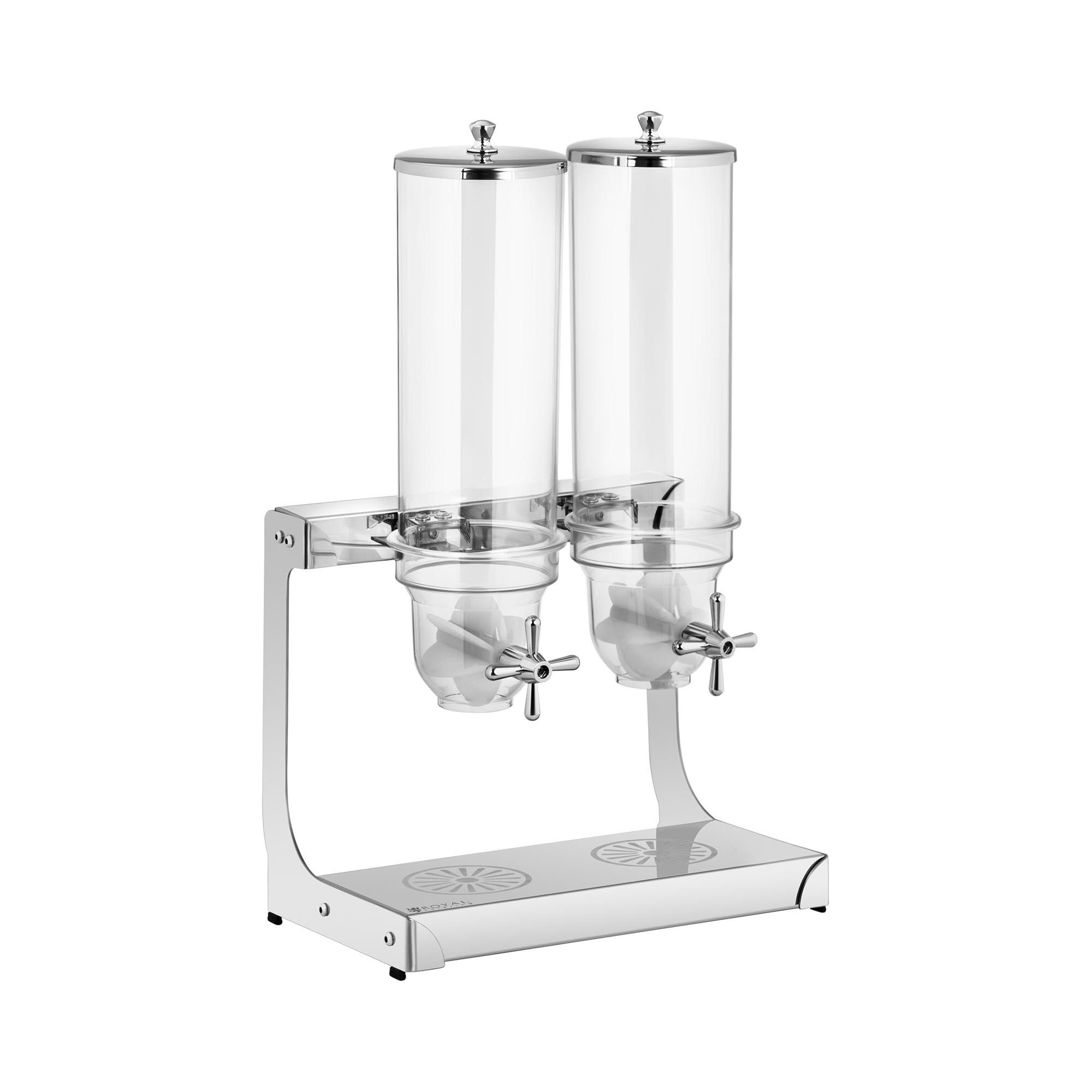 Royal Catering Müslispender Cerealienspender Portionierer für Müsli Cornflakesspender 2 x 3,5 L, Edelstahl, Kunststoff, verschiedene Größen