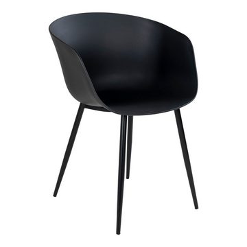 LebensWohnArt Stuhl 2er Set Design Stuhl DAVOS schwarz Schalensitz Indoor Outdoor