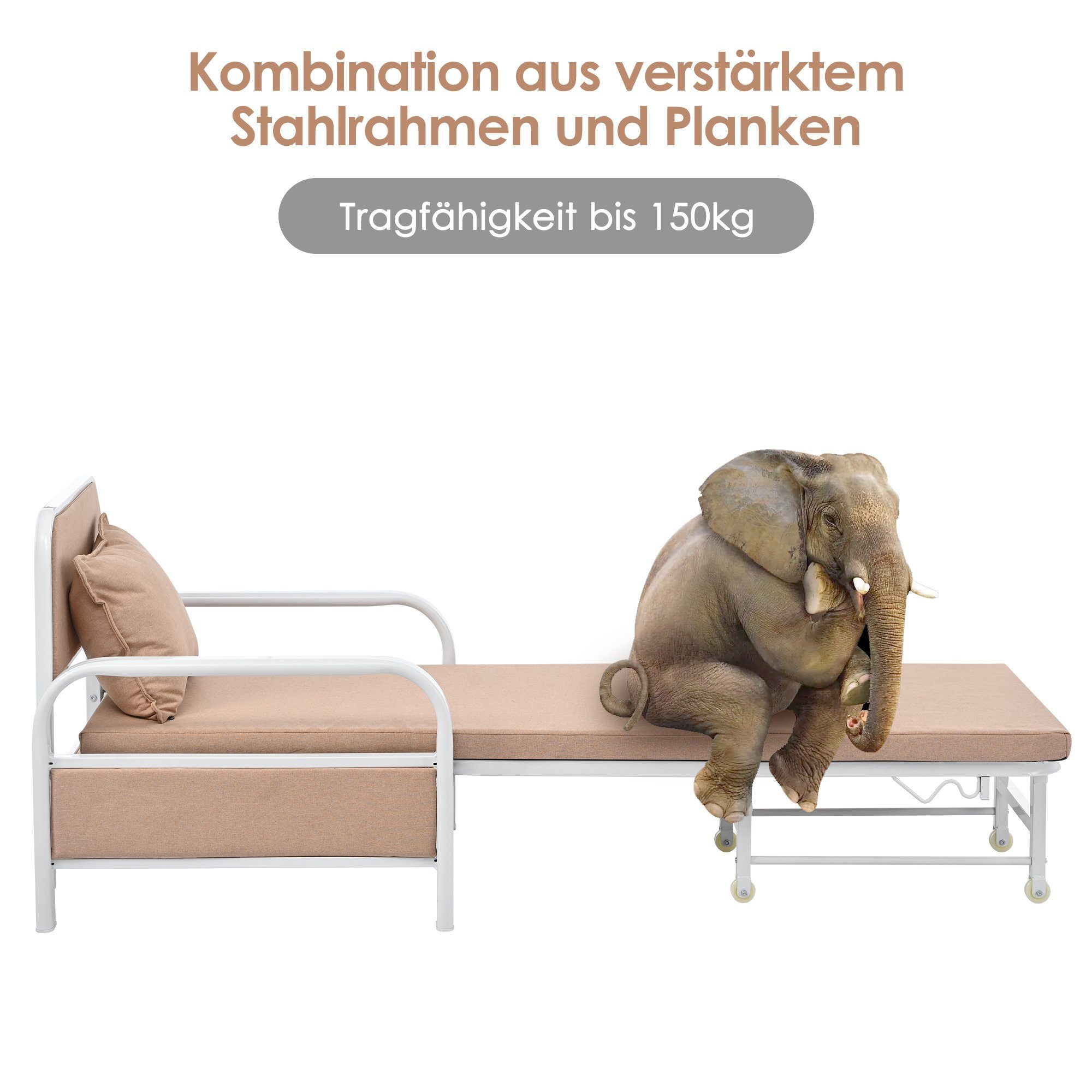 Relaxsessel (2-in-1 Schlafsessel Schlafsofa), Loungesessel mit Schlaffunktion, belastbar bis 150kg, verstellbar
