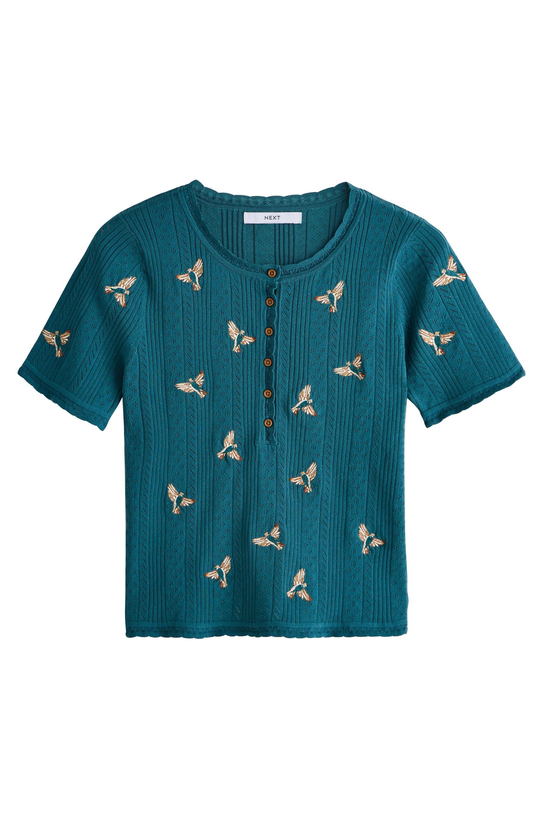Next Strickpullover Gestricktes Henley-T-Shirt mit Pointelle (1-tlg) günstig online kaufen