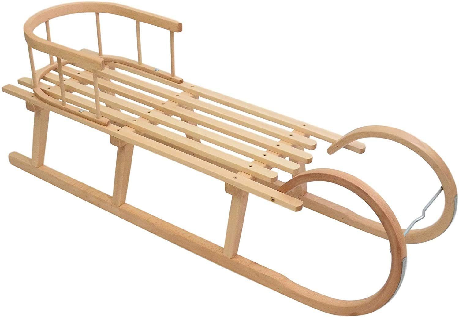Best for Kids Hörnerrodel Schlitten Holzschlitten, (Holzschlitten, Kinderschlitten mit Rückenlehne), 120 x 32 x 39 cm (L x B x H)