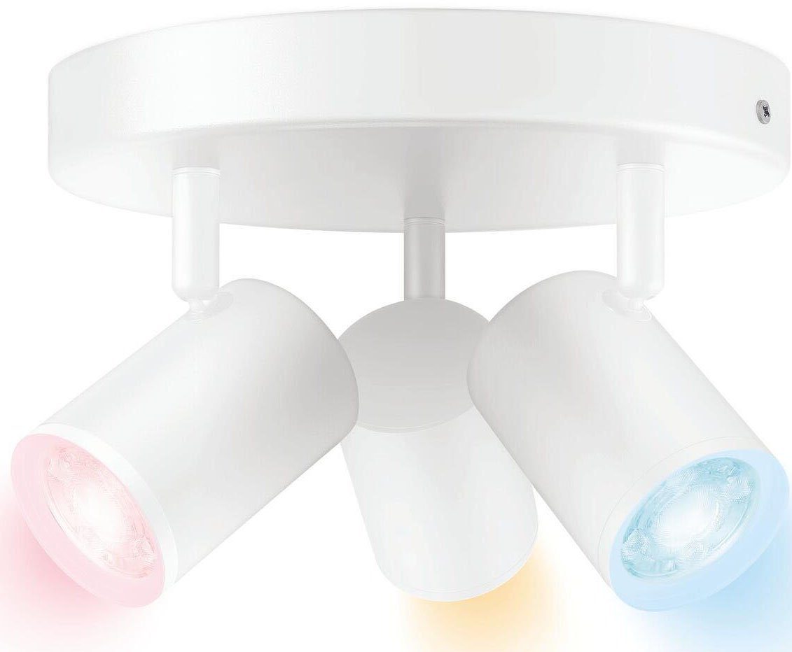 WiZ LED Deckenspots IMAGEO, Leuchtmittel wechselbar, warmweiß - kaltweiß,  Millionen Farben und dynamische Lichtmodi, Runde Deckenleuchte mit 3 Spots