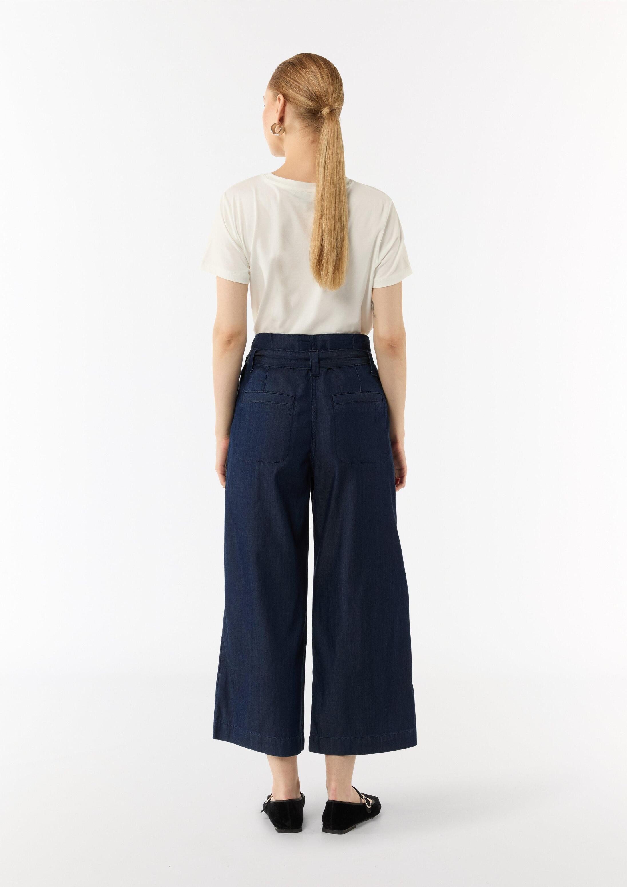 comma Weite Jeans Hose Culotte aus Lyocellmix mit Bindegürtel