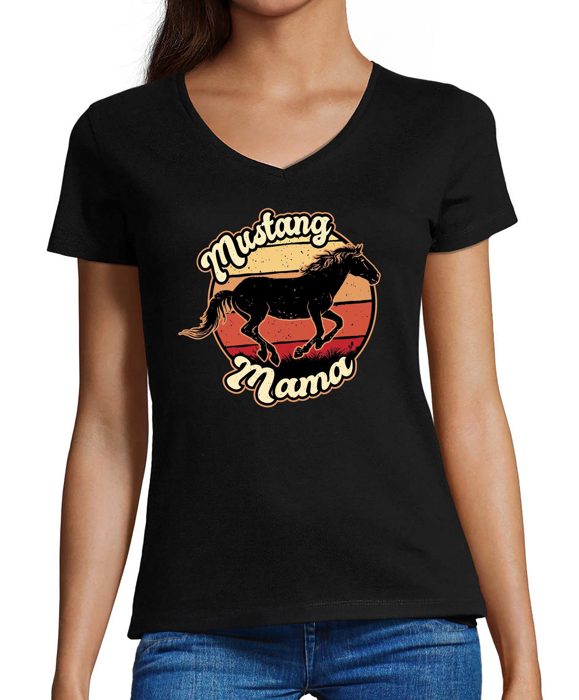 MyDesign24 T-Shirt Damen Pferde Print Shirt günstig online kaufen