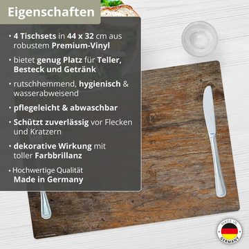 Platzset, Tischset,  Platzset abwaschbar - Antikes Holz, Tischsetmacher, (aus erstklassigem Vinyl, 4-St., 44 x 32 cm / braun), Made in Germany