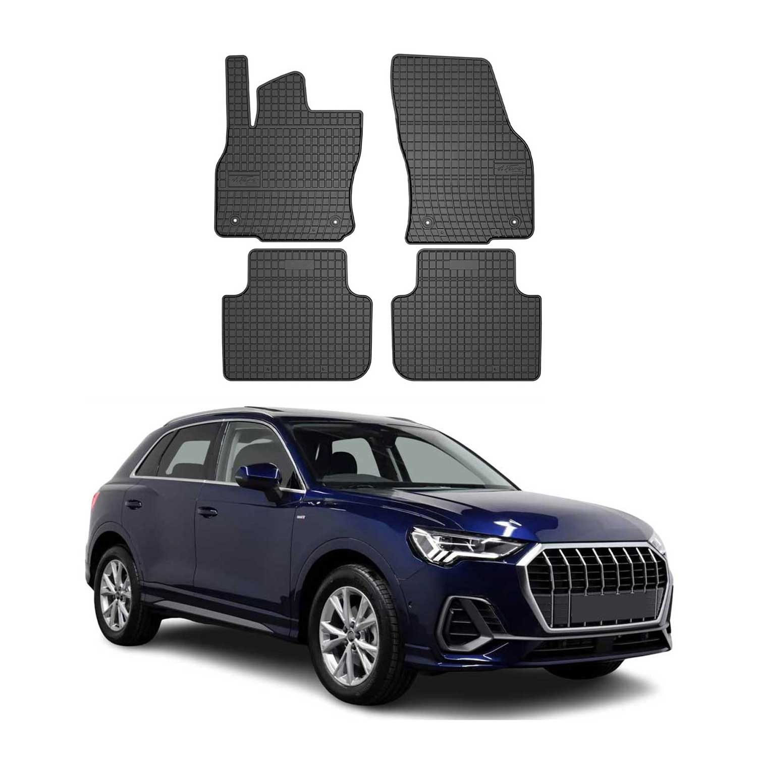 OMAC Auto-Fußmatten für Audi Q3 / Q3 Sportback 2018-2025 Schwarz 4 tlg (4 St), für Audi Q3 / Q3 Sportback 2018-2025 Audi Q3 / Q3 Sportback 2018-2025, Antirutsch,Wasserfest,Einfache Installation
