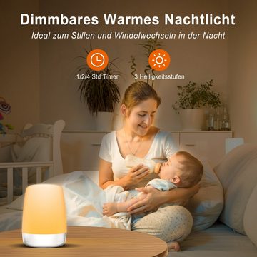 Novostella LED Nachtlicht LED Baby Nachtlicht Kinder RGB USB Nachttischlampe Timer, LED fest integriert, LED Nachtlicht