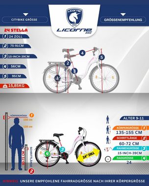 Licorne Bike Cityrad »Licorne Bike Stella Premium City Bike in 24, 26 und 28 Zoll - Fahrrad für Mädchen, Jungen, Herren und Damen - Shimano 21 Gang-Schaltung - Hollandfahrrad«