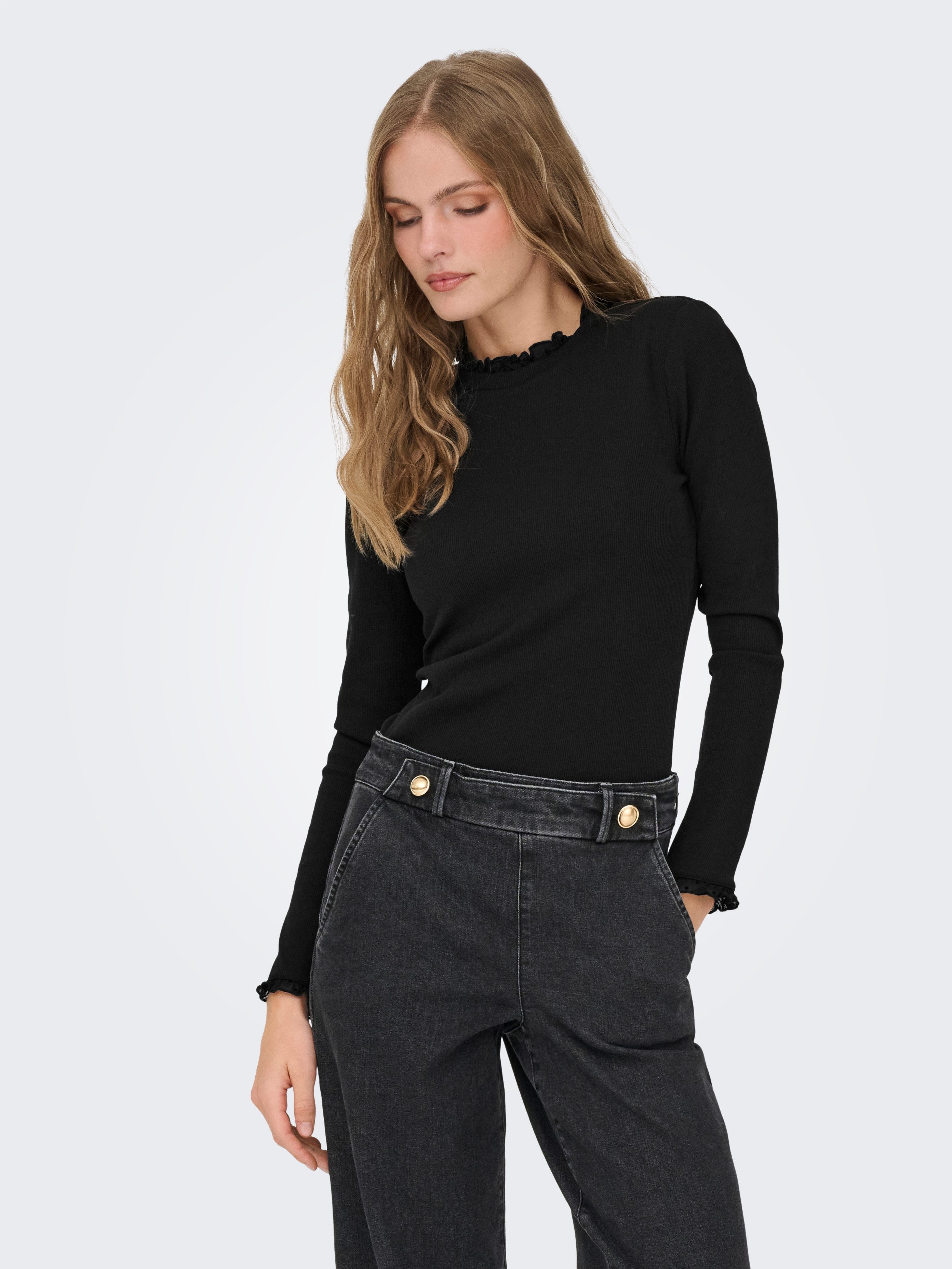 ONLY Langarmshirt ONLLESLIE L/S LACE MIX TOP JRS günstig online kaufen