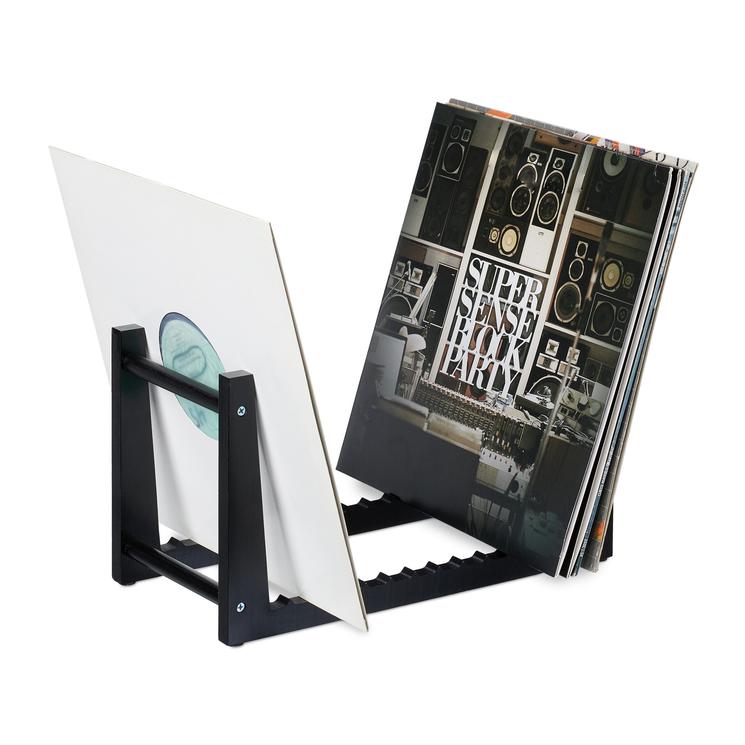 relaxdays Aufbewahrungsbox Schallplatten Ständer schwarz günstig online kaufen