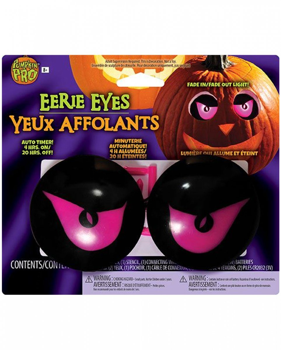 Horror-Shop Dekofigur Leuchtende Halloween Kürbis Augen Purple 1 Paar
