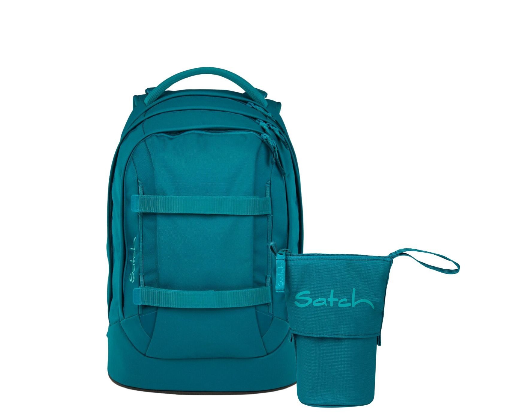 Satch Schulranzen Schulrucksack-Set PACK Deep Petrol 2-teilig, Kollektion 25/26 (2-teilig), ergonomisch, Your-Size-System: auf Körpergröße anpassbar