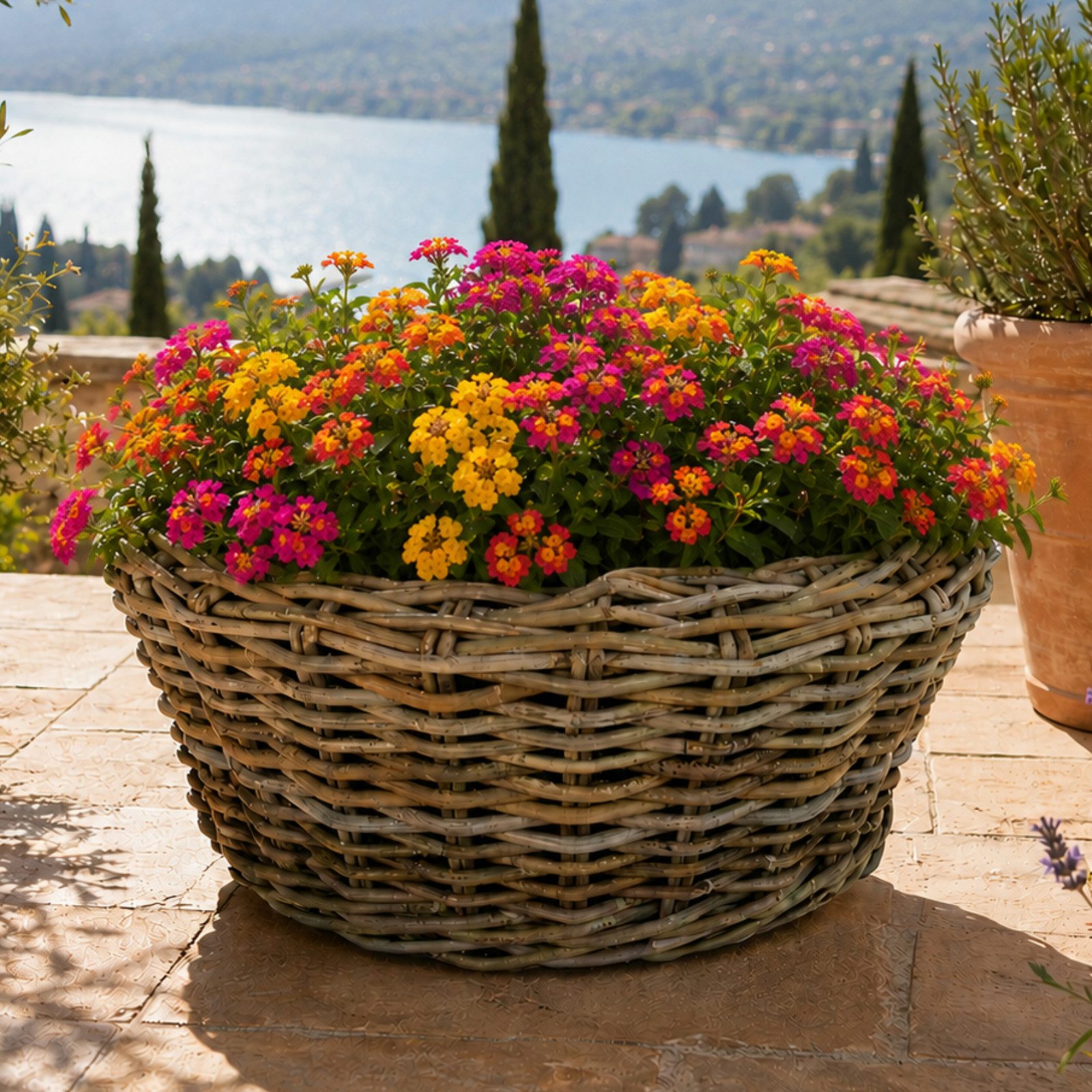 Van der Leeden Blumentopf 56x23cm Rattan Sylter Korb Drypot 31L (Stück, 1 St., Packung), Indoor & Outdoor, Rattan, 31 L, Naturprodukt, incl. Kunststoffeimer