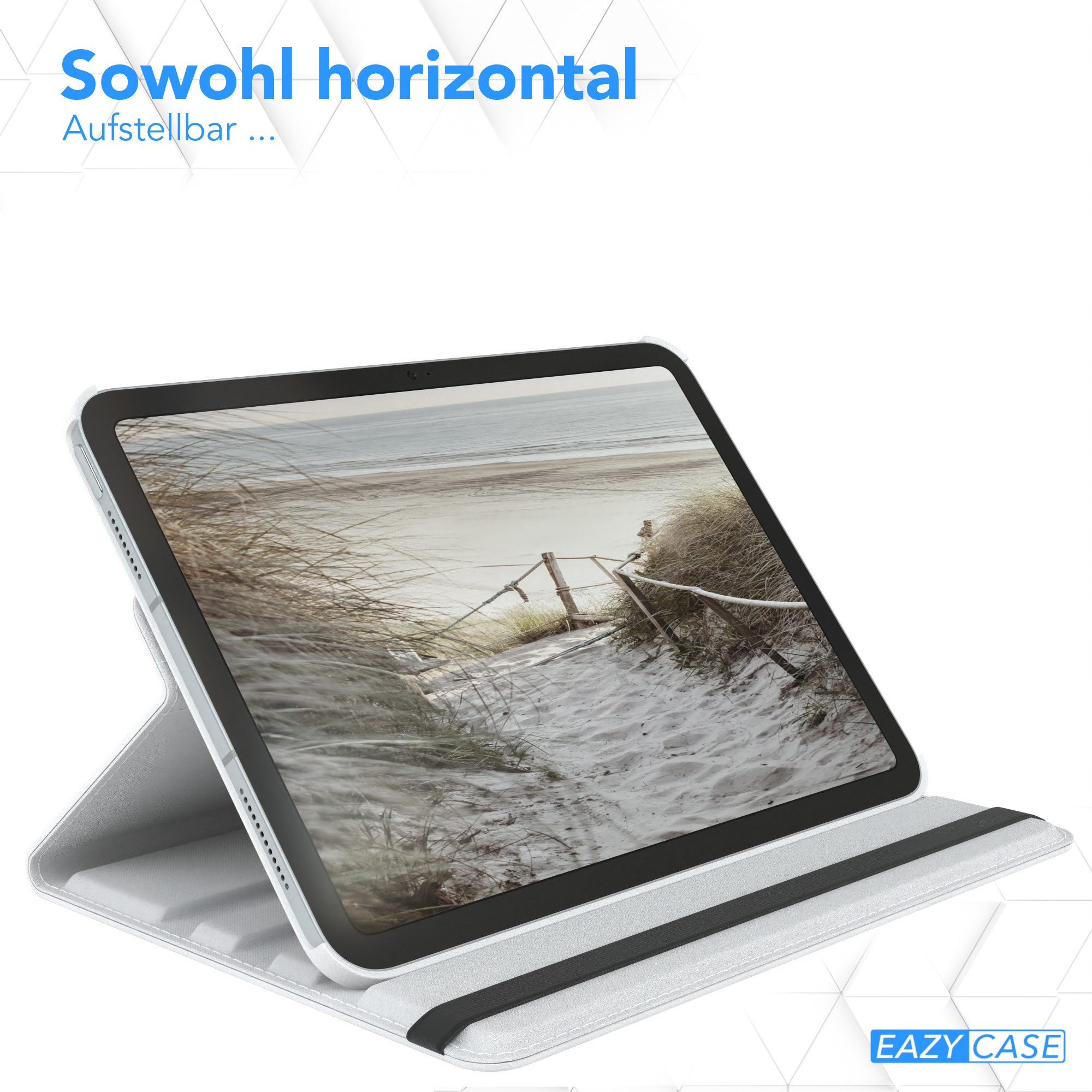 EAZY CASE Tablet-Hülle Rotation Case für Apple iPad 10. Gen. (2022) 10,9 Zoll, Schutzhülle mit Sleep Wakeup Funktion Tablet Tasche kratzfest Weiß