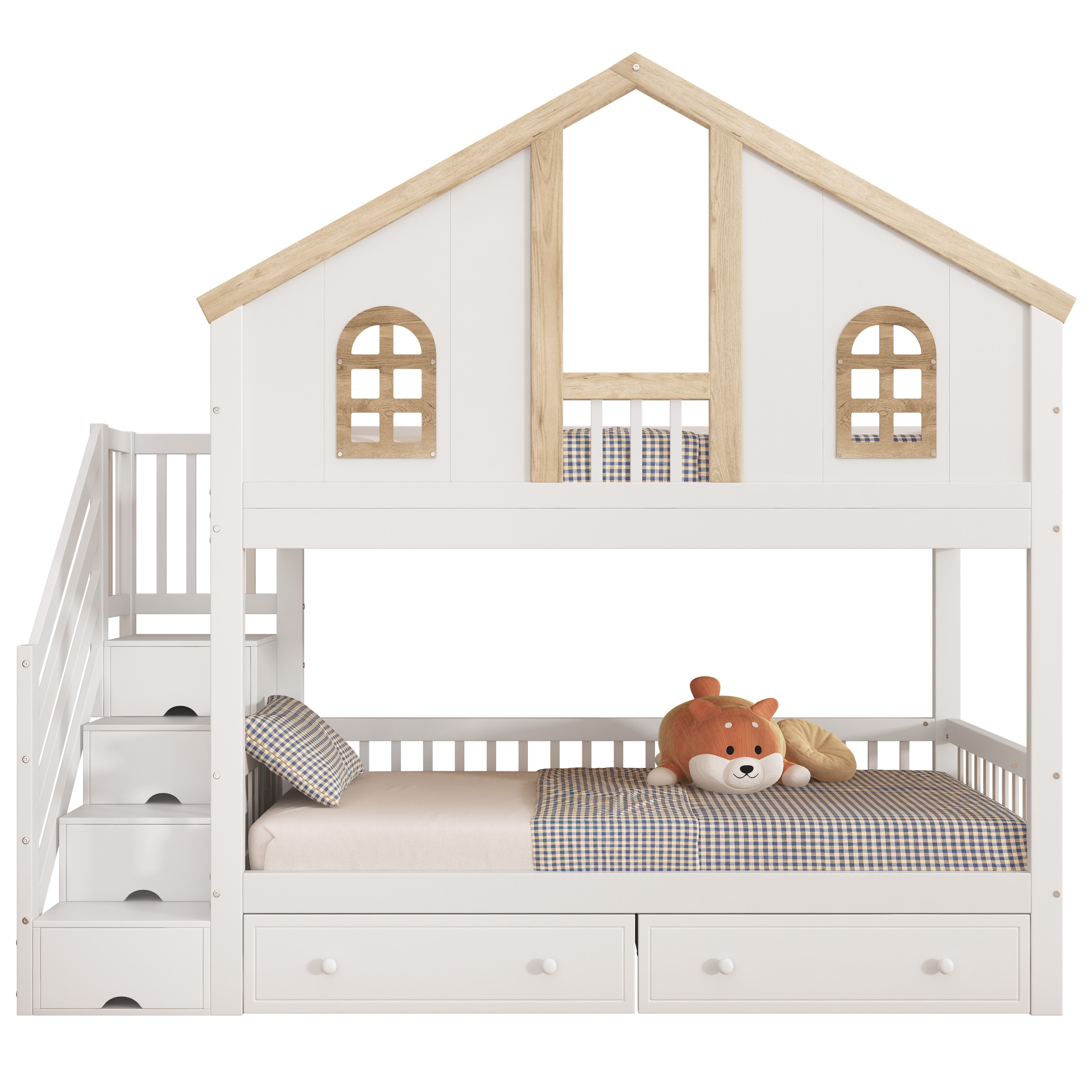 TavilaEcon Etagenbett Hausbett Kinderbett mit Fenster, günstig online kaufen