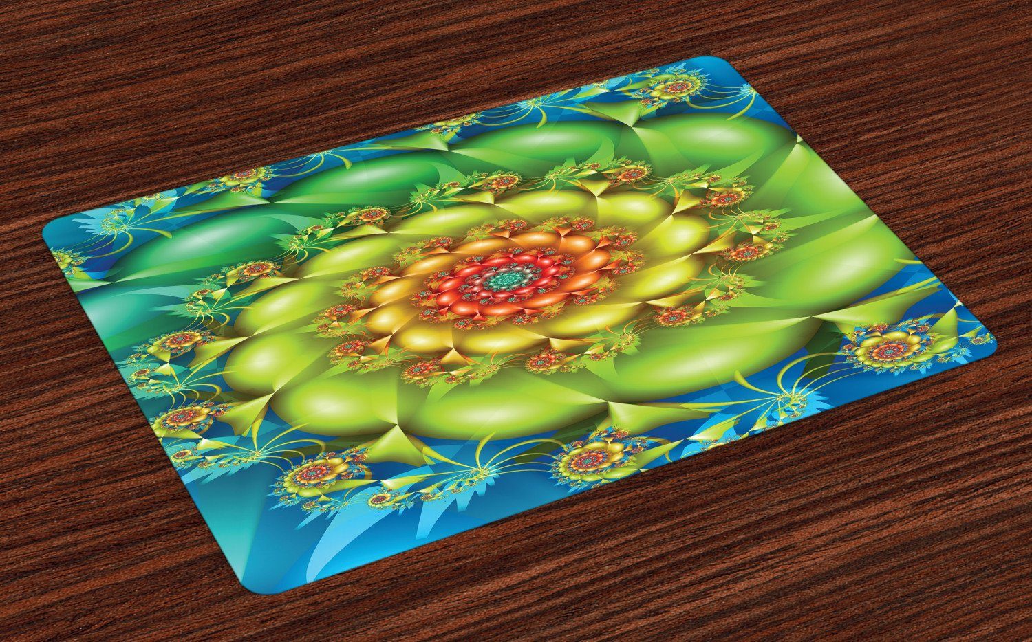 Platzset Waschbare Stoff Esszimmer Kuche Tischdekorations Digitaldruck Abakuhaus 4 Teilig 4 Teilig St Set Aus 4x Trippy Bunte Blumen Spiral Online Kaufen Otto