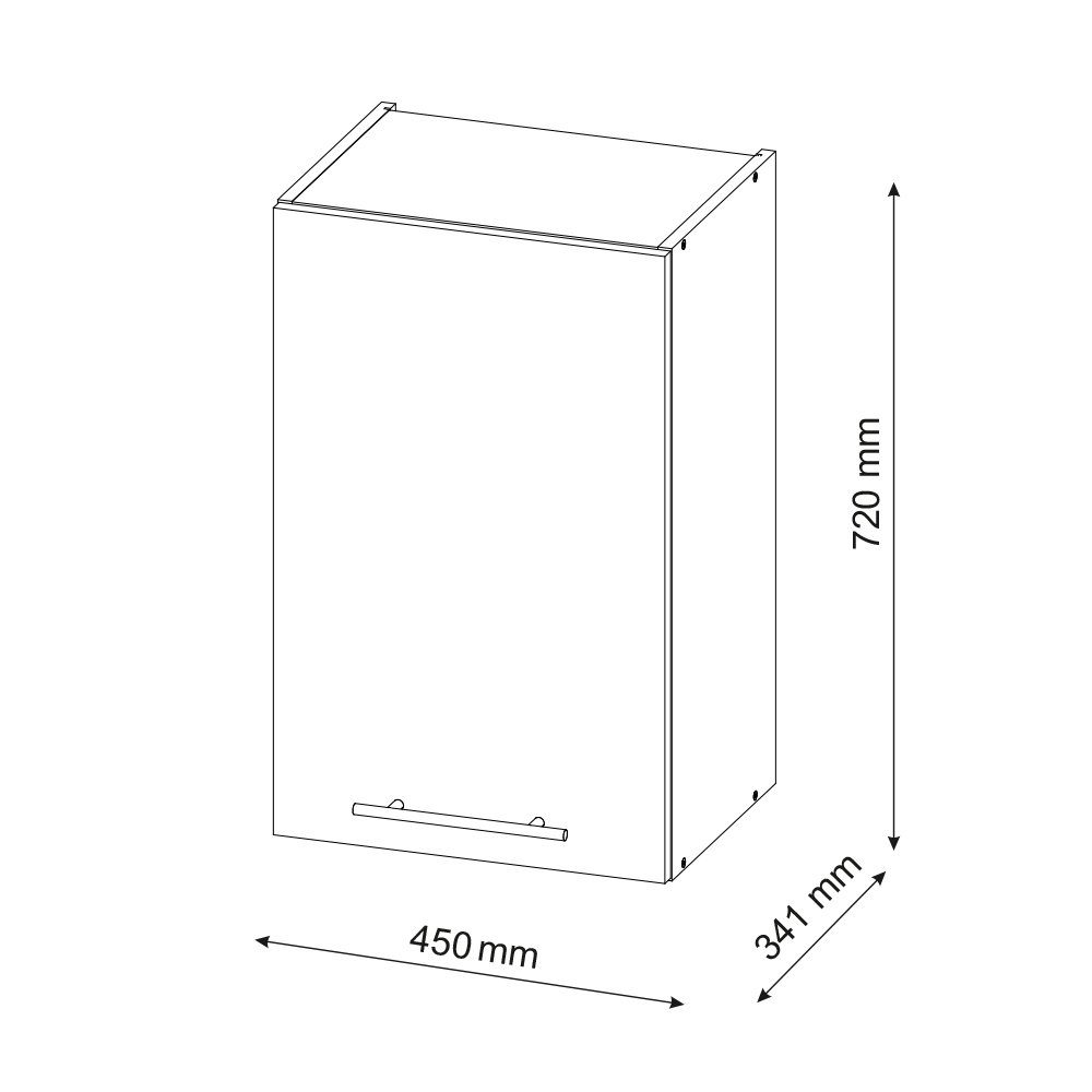 Vicco Hängeschrank Fame-Line, Weiß Hochglanz/Weiß, 45 cm (1-St)