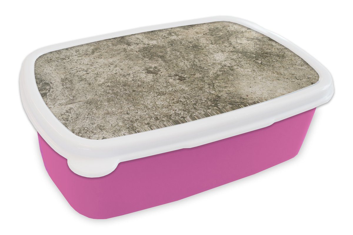 MuchoWow Lunchbox Zement - Braun - Beton - Vintage, Kunststoff, (2-tlg), Brotbox für Erwachsene, Brotdose Kinder, Snackbox, Mädchen, Kunststoff rosa