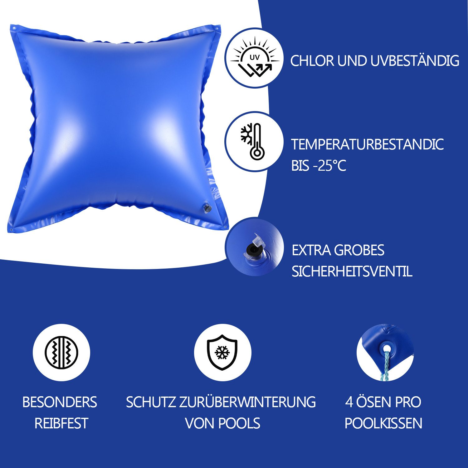 Clanmacy Pool-Abdeckplane 1x Poolkissen Winter Garten PVC Verstärktes Material Pool 120 x 120cm – Bild 5 von 5