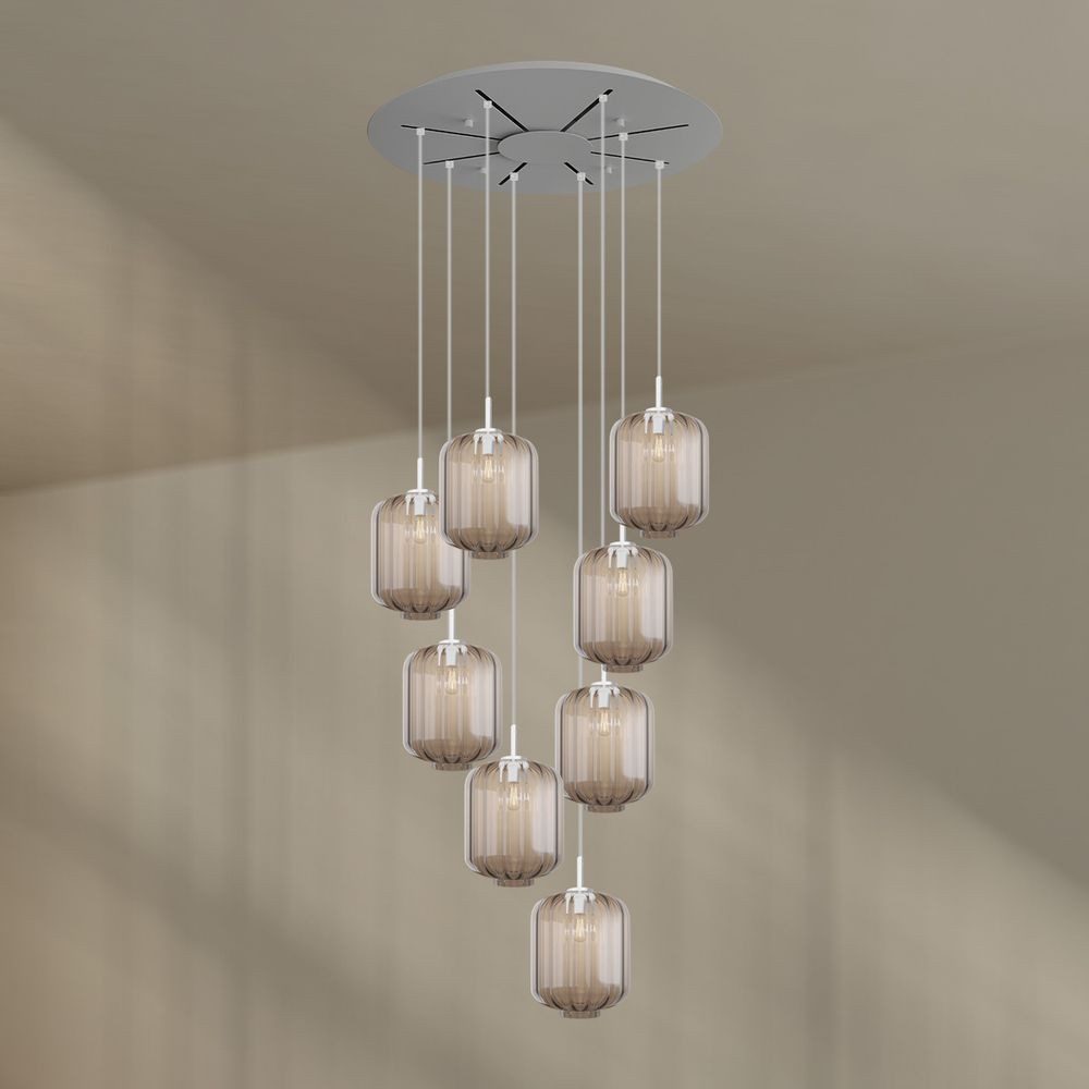 s.luce Pendelleuchte Velo Galerieleuchte 8-flammig Ø 80cm Baldachin Ø 25cm Klar