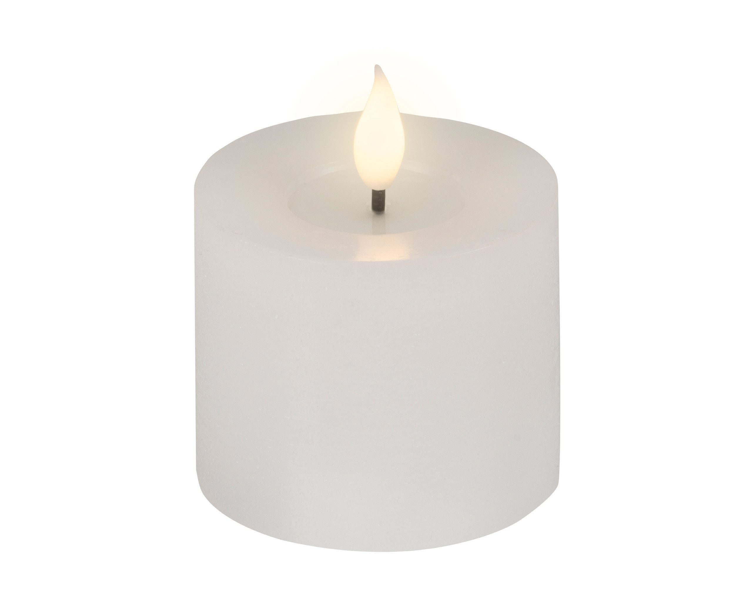 Lumineo LED-Kerze, Timer, warmweiß, LED Kerze 7,5x9,5cm mit Timer Wachs Flacker Effekt Warmweiß