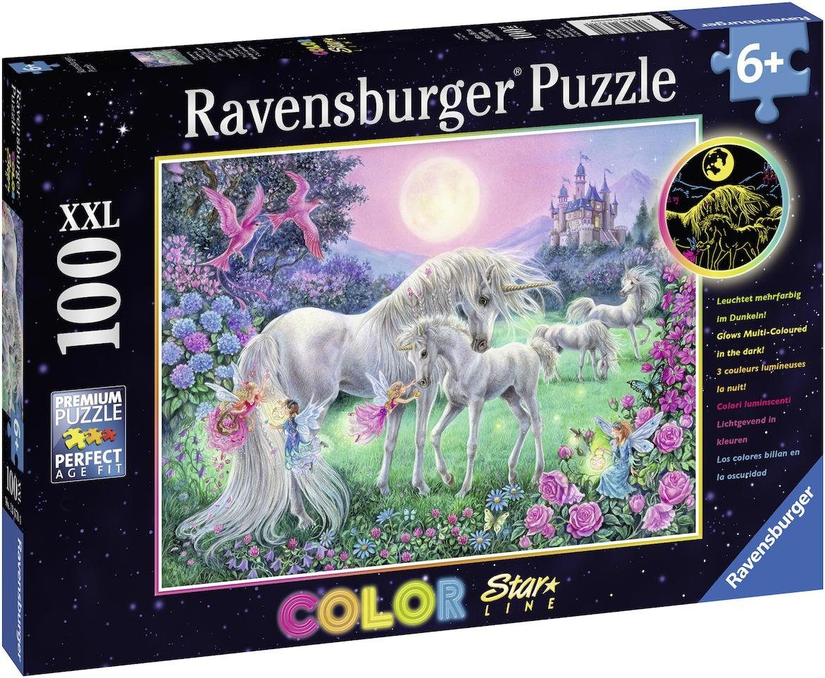 Ravensburger Puzzle Color Star Line, Einhörner im Mondschein, 100 Puzzletei günstig online kaufen