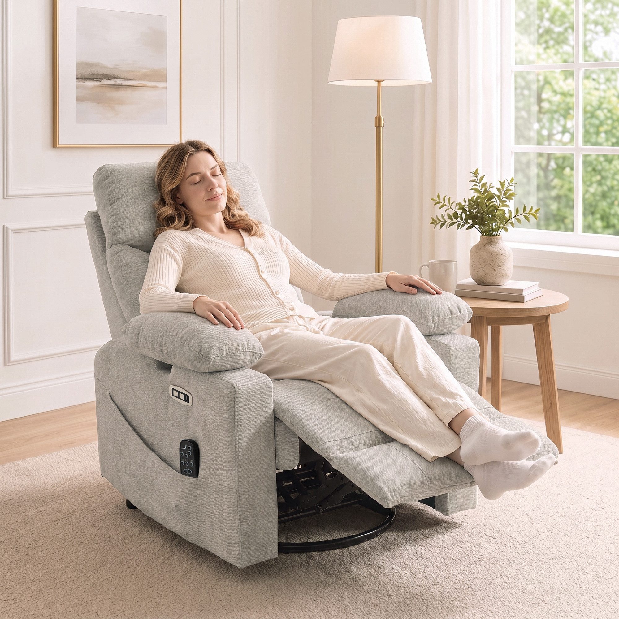 HOMCOM Massagesessel Relaxsessel mit Massage & Wärme, 270° Dreh- und Schaukelfunktion (Set, 1-St., Relaxsessel), 270° drehbar, Schaukel, 8-Punkt-Massage+Wärme
