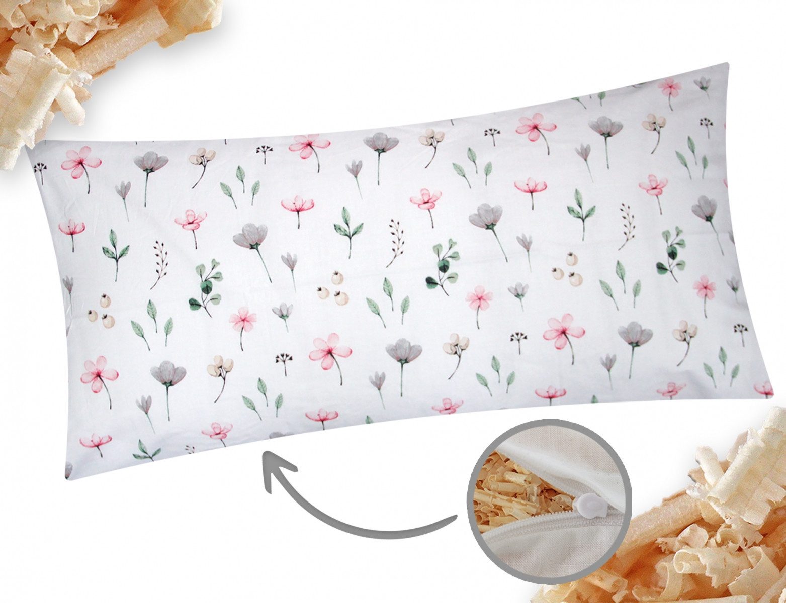 Heubergshop Zirbenkissen, 1-tlg., 40x80cm Gefüllt mit Zirben - Blumen geblümt (Zirbe-EW04-40x80)