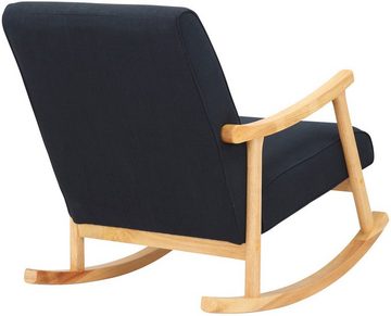 TPFLiving Schaukelstuhl Morello mit hochwertig gepolsterter Sitzfläche (Schwingstuhl - Relaxstuhl - Relaxsessel - Lehnstuhl), Gestell: Natura - Sitzfläche: Stoff schwarz