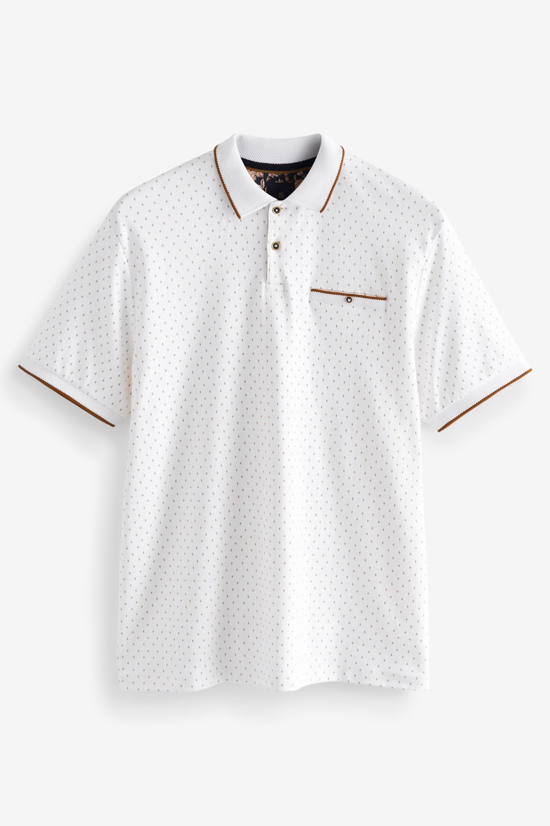 Next Poloshirt Polo-Shirt mit (1-tlg) White/Gold Geoprint