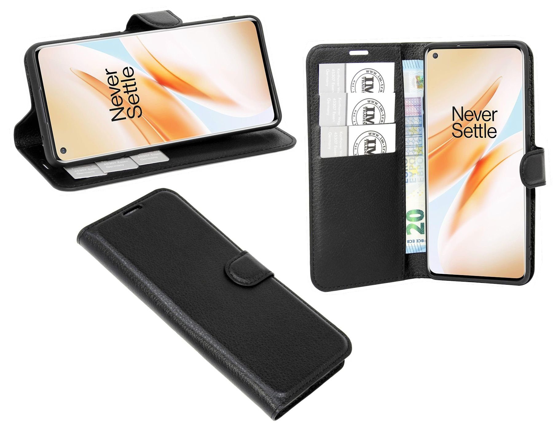 cofi1453 Handyhülle Hülle Tasche für OnePlus 8, Kunstleder Schutzhülle Handy Wallet Case Cover mit Kartenfächern, Stan