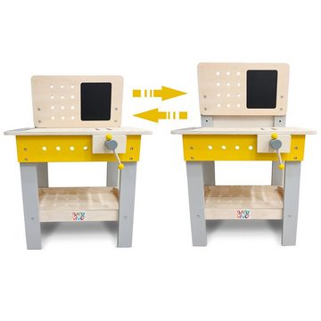 Baby Vivo Spielwerkbank Spielwerkbank höhenverstellbar Holz - Bob mit Tafel 39 Teile Zubehör