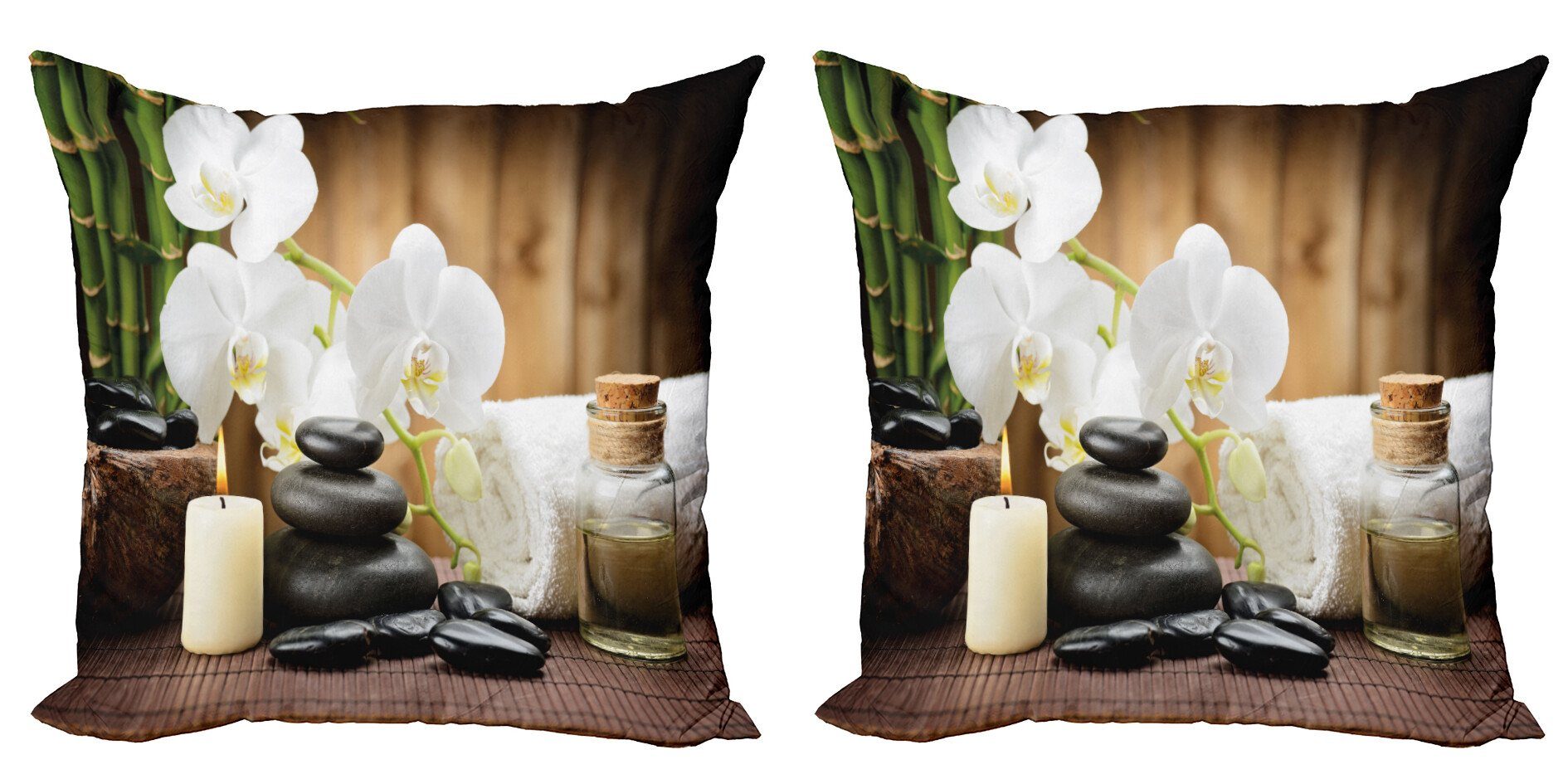 Kissenbezüge Modern Accent Doppelseitiger Digitaldruck, Abakuhaus (2 Stück), Spa Steine ​​Blumen