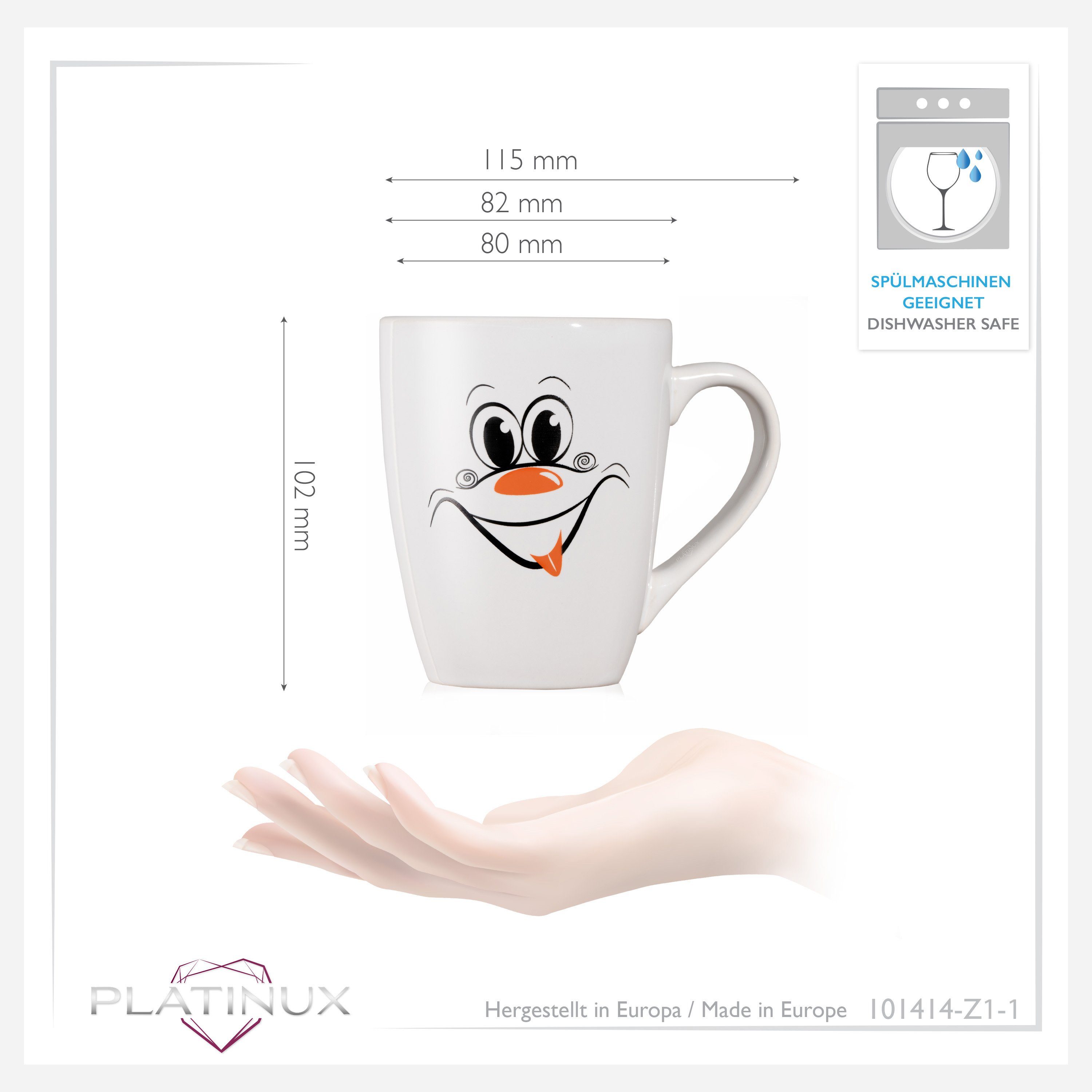 PLATINUX Teebecher 250ml Kaffeebecher lachendem Keramik, Teetasse lustigem Motiv mit Karneval Kaffeetasse 300ml) (max. Orange, Tasse